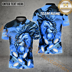 Maxcorners Bowling Ball & Pins The Lion Bowling Ball Pattern Personalized Name, Team Name 3D Polo Shirt (4 Colors)