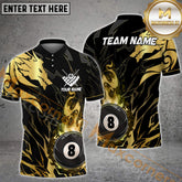 Maxcorners Billiard Golden Dragon Eight Ball Multicolor Options Personalized Name, Team Name 3D Shirt (4 Colors)