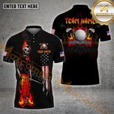 Maxcorners Skull Flame Pattern Golf Ball Multicolor Options Personalized Name, Team Name 3D Shirt (4 Colors)