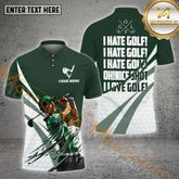 Maxcorners Funny Quotes I Hate Golf Pattern Golf Ball Multicolor Options Personalized Name, Team Name 3D Shirt (4 Colors)