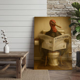 Maxcorners Turkey Reading Newspaper Funny Bathroom Humor Rustic Art Wrapped Canvas