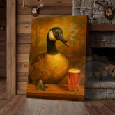 Maxcorners Goose Drinking Beer Rustic Bar Decor Wrapped Canvas