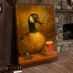 Maxcorners Goose Drinking Beer Rustic Bar Decor Wrapped Canvas