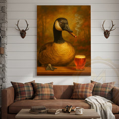Maxcorners Goose Drinking Beer Rustic Bar Decor Wrapped Canvas