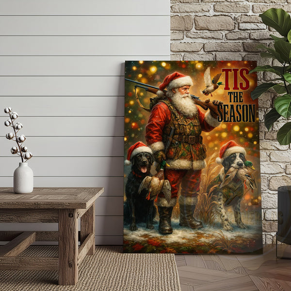 Maxcorners Santa Hunter Christmas Lodge Art Wrapped Canvas