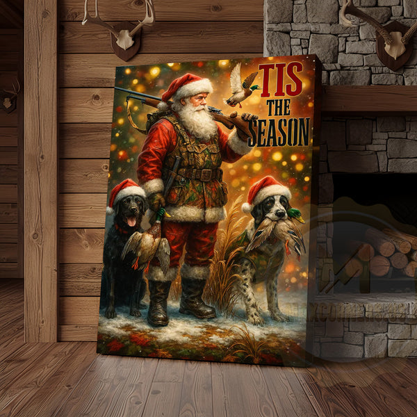 Maxcorners Santa Hunter Christmas Lodge Art Wrapped Canvas