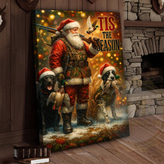 Maxcorners Santa Hunter Christmas Lodge Art Wrapped Canvas