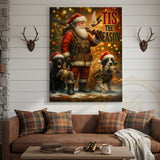 Maxcorners Santa Hunter Christmas Lodge Art Wrapped Canvas