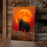 Maxcorners Black Bear Full Moon Rustic Forest Scene Wrapped Canvas