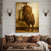 Maxcorners Funny Buffalo Bathroom Beer Humor Rustic Wall Art Wrapped Canvas