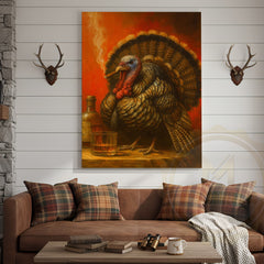 Maxcorners Turkey With Whiskey And Cigar Rustic Bar Wall Art Wrapped Canvas