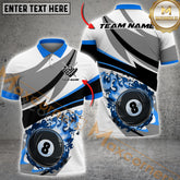Maxcorners Billiard Fire 8 Ball Sport Jersey Pattern Multicolor Options Personalized Name, Team Name 3D Polo Shirt (4 Colors)