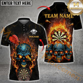 Maxcorners Darts Skull Fire Dartboard Multicolor Options Personalized Name, Team Name 3D Polo Shirt (4 Colors)