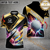 Maxcorners Golf Thunder Premium Pattern Premium Multicolor Option Customized Name, Team Name 3D Polo Shirt (6 Colors)