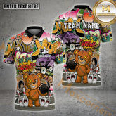 Maxcorners Teddy Bowling Attack Multicolor Options Personalized Name, Team Name 3D Shirt (4 Colors)