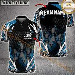 Maxcorners Bowling Flame Thunder Pattern Jersey Personalized Name, Team Name 3D Shirt (4 colors)