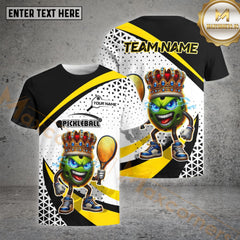 Maxcorners Pickleball Ball King Pattern Customized Name, Team Name 3D Shirt (4 colors)