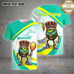 Maxcorners Pickleball Ball King Pattern Customized Name, Team Name 3D Shirt (4 colors)