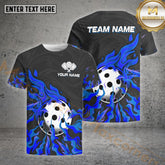 Maxcorners Pickleball Ball On Fire Pattern Customized Name, Team Name 3D Shirt (4 colors)