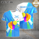 Maxcorners Pickleball Ball Colorful Swing Pattern Customized Name, Team Name 3D Shirt (4 colors)