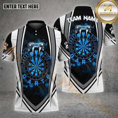 Maxcorners Personalized Darts Snake Dartboard Power Pattern Personalized Name, Team Name 3D Polo Shirt (4 Colors)
