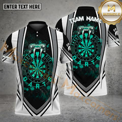 Maxcorners Personalized Darts Snake Dartboard Power Pattern Personalized Name, Team Name 3D Polo Shirt (4 Colors)