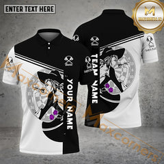 Maxcorners Personalized Darts Lady With Rose Flower Pattern Personalized Name, Team Name 3D Polo Shirt (4 Colors)