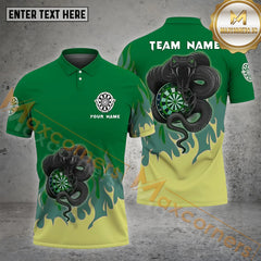 Maxcorners Personalized Darts Snake Holding Dartboard Pattern Personalized Name, Team Name 3D Polo Shirt (4 Colors)