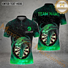Maxcorners Personalized Darts Dragon Flame Pattern Personalized Name, Team Name 3D Polo Shirt (4 Colors)