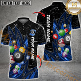 Maxcorners Billiard Light Eagle Wing Pattern Multicolor Options Personalized Name, Team Name 3D Polo Shirt (4 Colors)