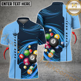 Maxcorners Billiard Light Flying Ball Multicolor Options Personalized Name, Team Name 3D Polo Shirt (4 Colors)