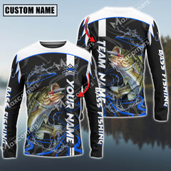 Maxcorner Bass Fishing With Bait Blue Jersey Sport Sun Protection Personalized Name And Team Name Long Sweat Shirt