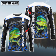 Maxcorner Mahi-Mahi Fishing With Bait Blue Jersey Sport Sun Protection Personalized Name And Team Name Long Sweat Shirt