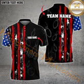 Maxcorner Bowling Ball & Pins Flag Half Pattern Multicolor Option Customized Name 3D Shirt (2 Colors)