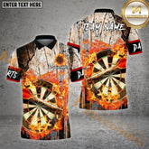 Maxcorners Darts Old Wall Flame Pattern Multicolor Options Personalized Name, Team Name 3D Polo Shirt (4 Colors)