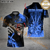 Maxcorners Darts American Skull Dropping Arrow Multicolor Options Personalized Name, Team Name 3D Polo Shirt (4 Colors)