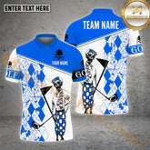Maxcorners Golf Skull Player Multicolor Option Customized Name, Team Name 3D Polo Shirt (6 Colors)
