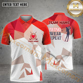 Maxcorners Golf Ball Swing Swear Repeat Pattern Multicolor Option Customized Name, Team Name 3D Polo Shirt (4 colors)