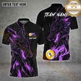 Maxcorners Billiard 9 Ball Wolf Pattern Multicolor Options Personalized Name, Team Name 3D Polo Shirt (4 Colors)