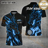 Maxcorners Darts Wolf Pattern Jersey Style Multicolor Options Personalized Name, Team Name 3D Polo Shirt (4 Colors)