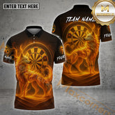 Maxcorners Darts Flame Spirit Wolf Multicolor Options Personalized Name, Team Name 3D Shirt (4 Colors)