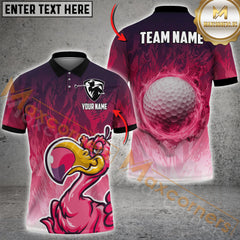 Maxcorners Unique Dodo Mascot & Fireball Flaming Golf Jersey Personalized Name, Team Name 3D Shirt