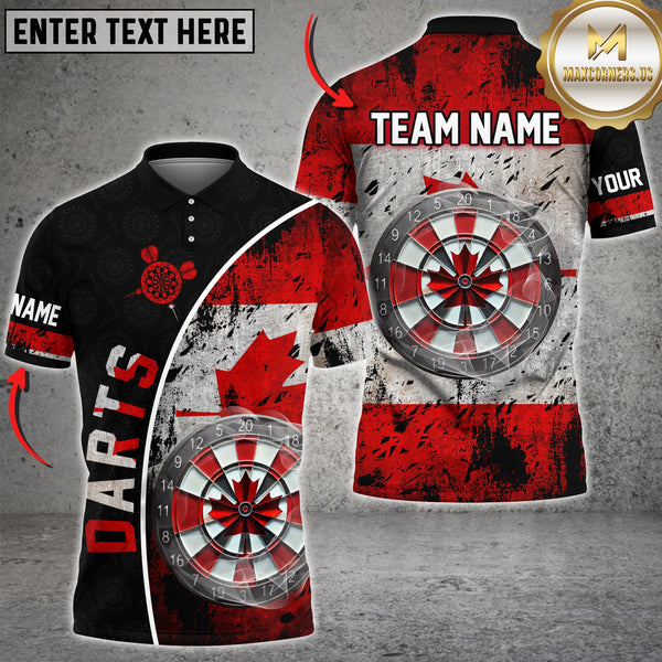 Maxcorners Patriotic Canadian Flag Darts Jersey Personalized Name, Team Name 3D Shirt