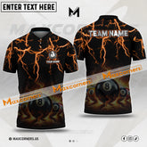 Maxcorners Billiard Thunder Fire Ball Pattern Multicolor Options Personalized Name, Team Name 3D Polo Shirt (4 Colors)