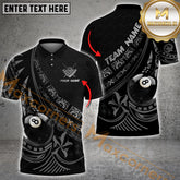 Maxcorners Billiard Maori Pattern Multicolor Options Personalized Name, Team Name 3D Polo Shirt (5 Colors)