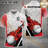 Maxcorners Golf Flame Luxury Pattern Multicolor Option Customized Name, Team Name 3D Polo Shirt (4 Colors)