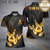 Maxcorner Bowling Ball & Pins Premium Crown Multicolor Option Customized Name 3D Shirt For Women(5 Colors)