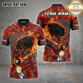 Maxcorners Flame Magma Panther Style Billiard Jersey Multicolor Options Personalized Name, Team Name 3D Polo Shirt (4 Colors)