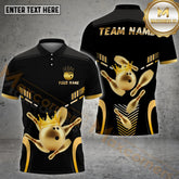 Maxcorners Bowling Ball Crown And Falling Pins Multicolor Options Personalized Name, Team Name 3D Shirt (4 Colors)