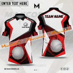 Maxcorners Customized Name Golf Fire Ball Skin Pattern Multicolor Option 3D Polo Shirt